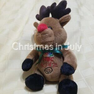 HTF VTG Advertising NBC Network Kids Christmas Reindeer Plush Bean Bag Toy 6"